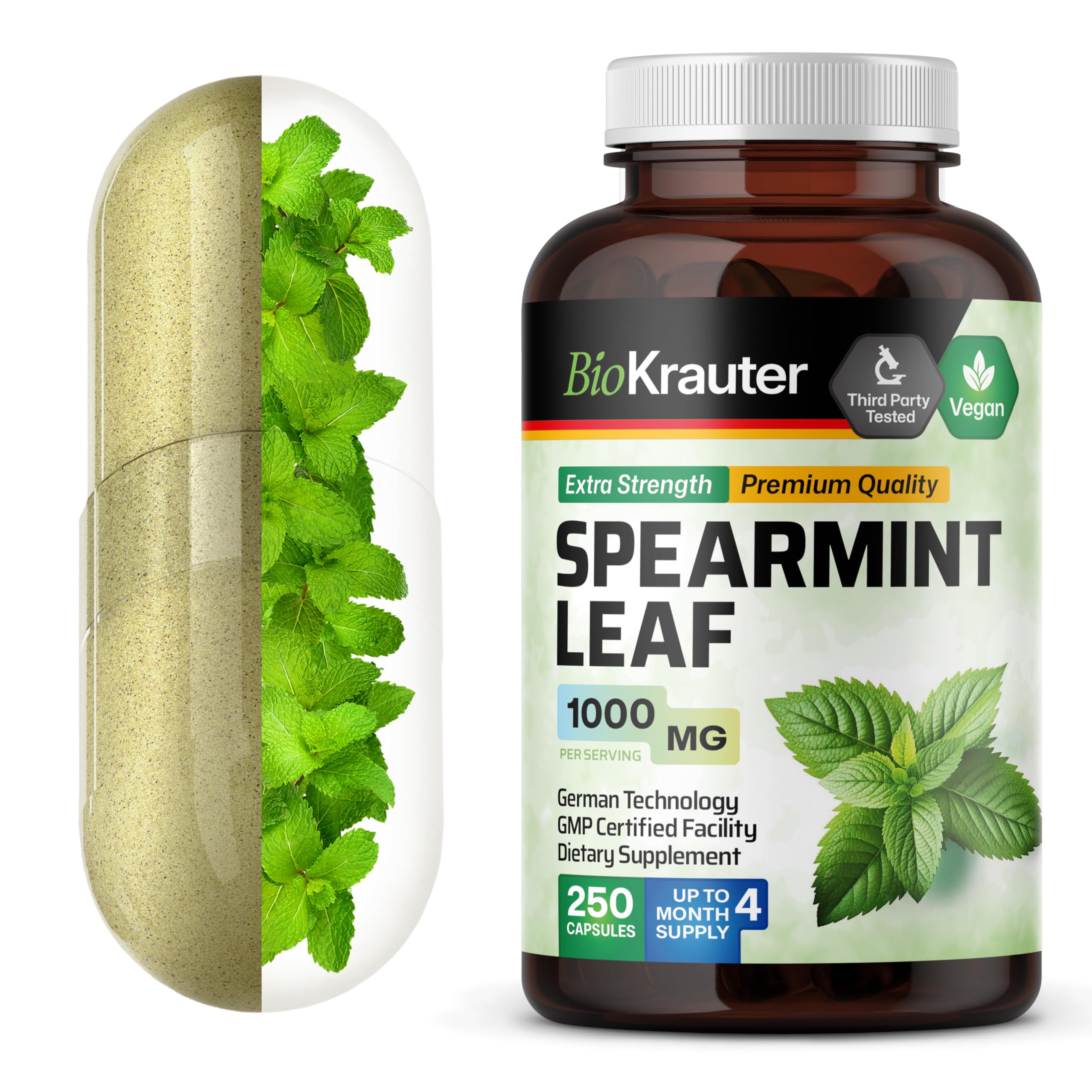 BIO KRAUTER Spearmint Capsules bottle and label