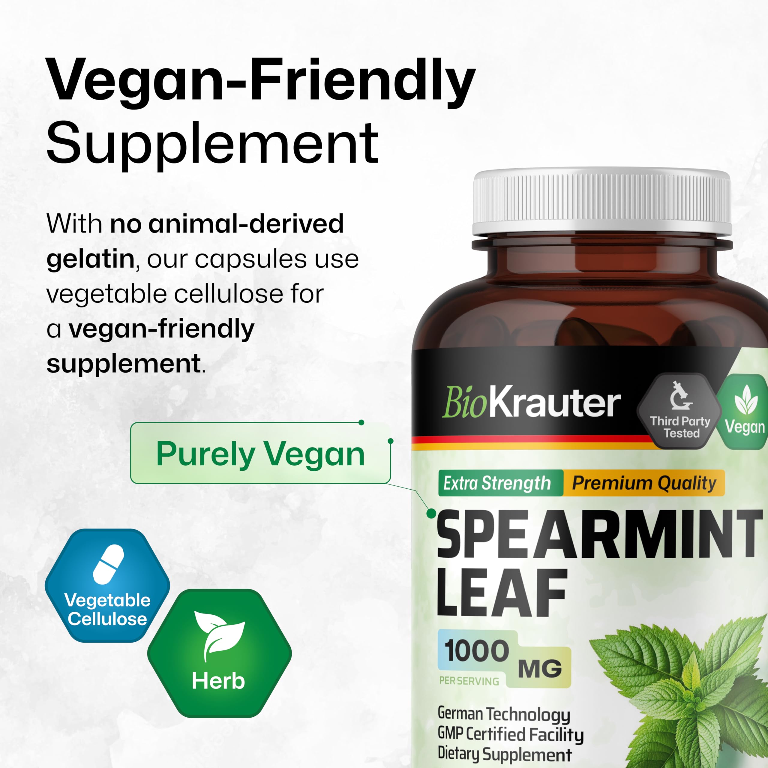 Graphic representing digestive support from spearmint capsules