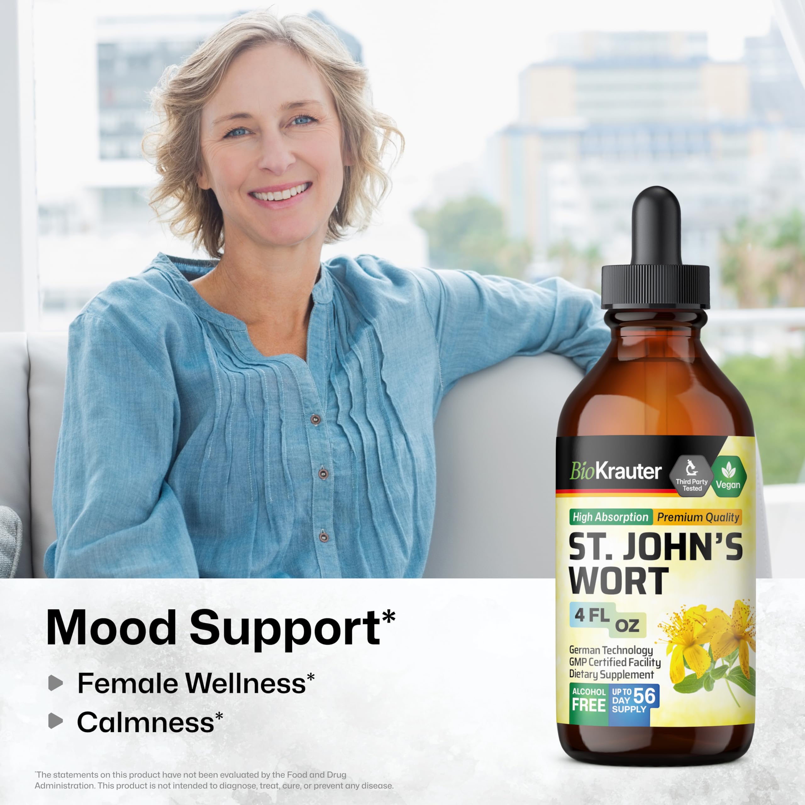 Close-up of St Johns Wort tincture label