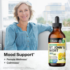 Close-up of St Johns Wort tincture label