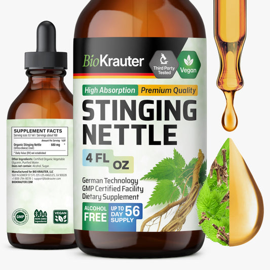 BIO KRAUTER Stinging Nettle Tincture bottle with dropper