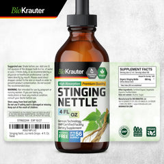 Product display of stinging nettle tincture urinary health drops