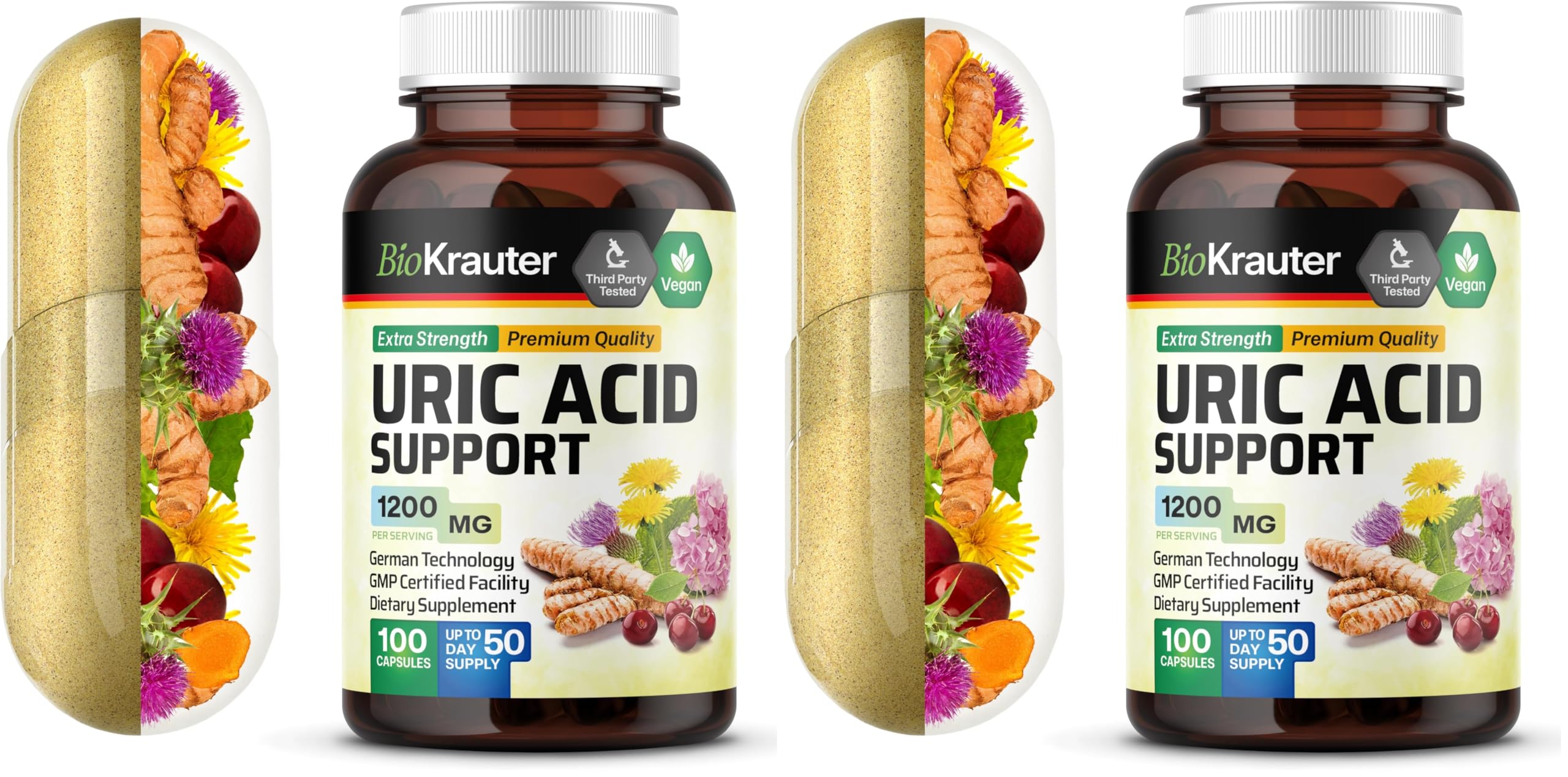 Two-pack BIO KRAUTER Uric Acid Support Capsules front view