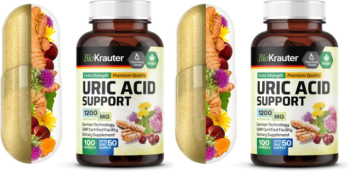 Two-pack BIO KRAUTER Uric Acid Support Capsules front view