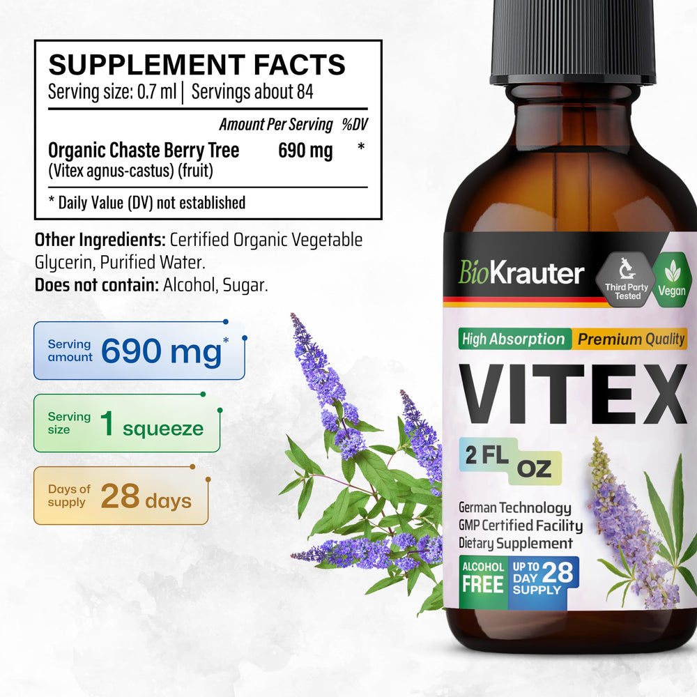BioKrauter Vitex bottle label on display