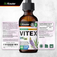 Vegan, non-GMO BioKrauter Vitex tincture bottle