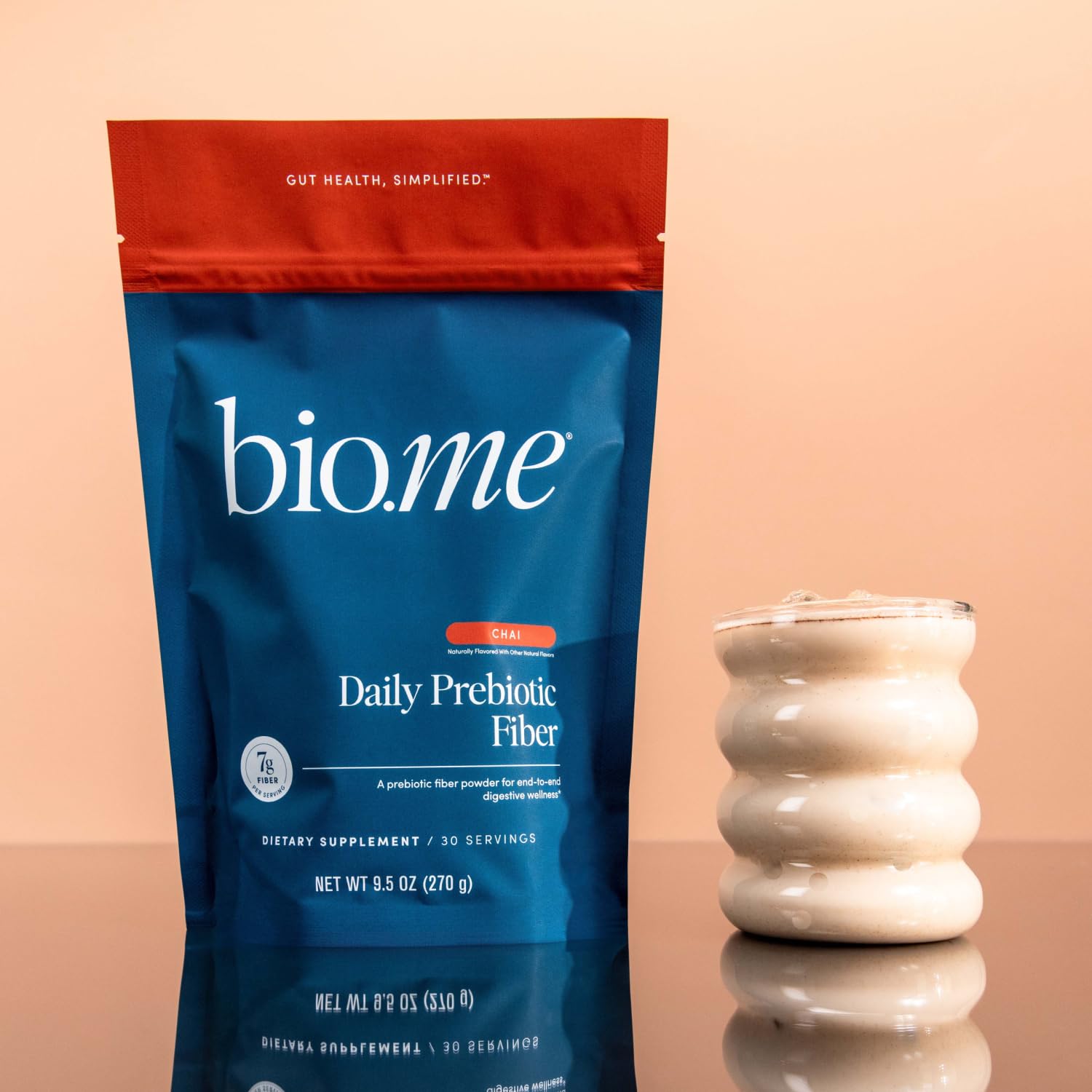 Illustration of bloating relief and digestive health with Bio.me powder