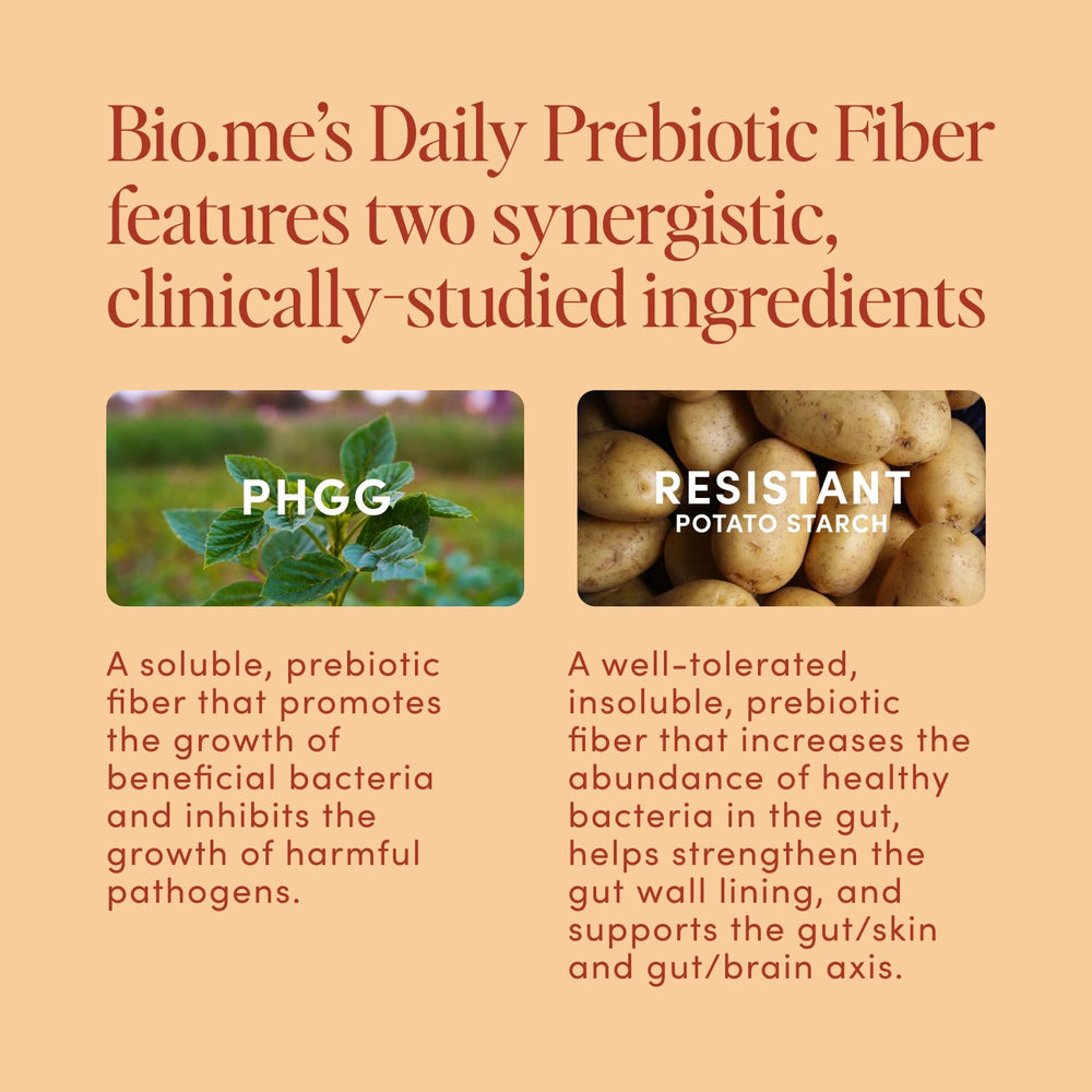 Ingredients panel showing PHGG and resistant potato starch