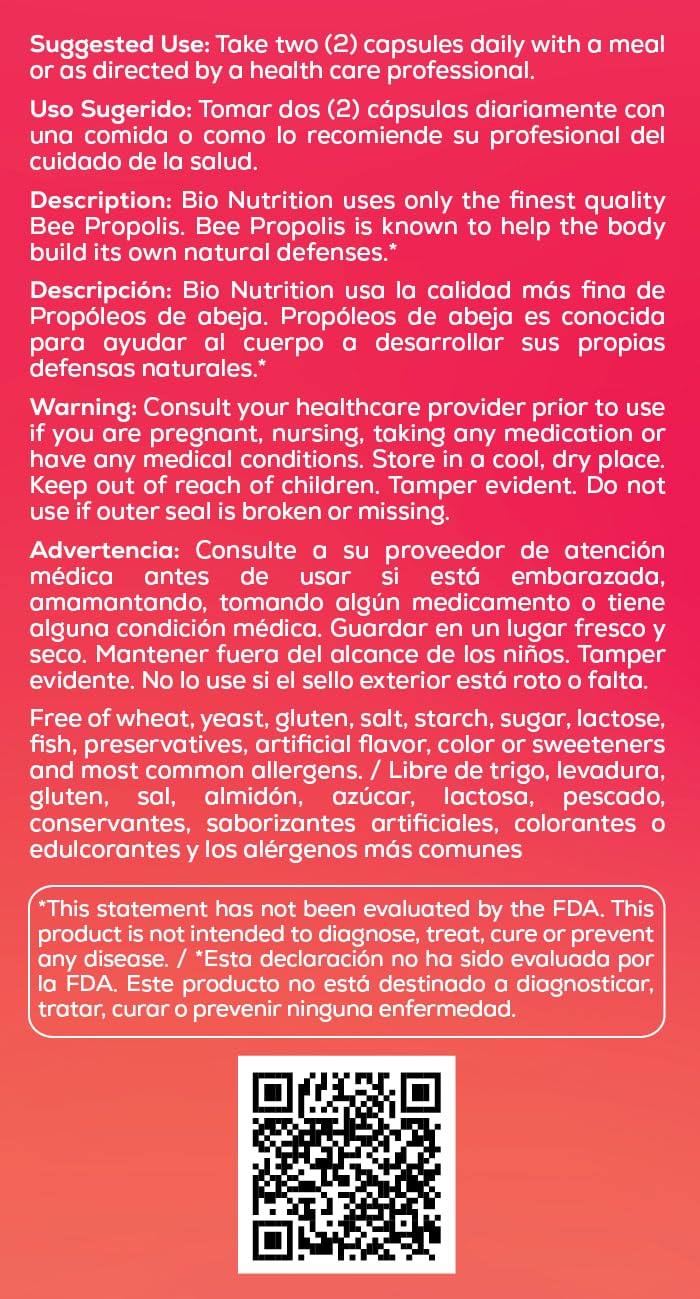 60-count bottle of Bee Propolis capsules against white background