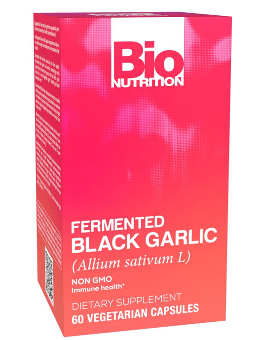 Front view of Bio Nutrition Fermented Black Garlic 60-Count bottle
