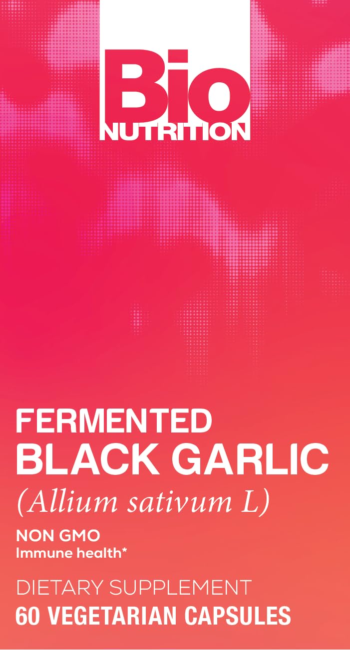 Label showing Bio Nutrition Fermented Black Garlic