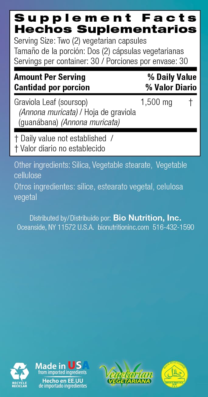Vegan-friendly packaging for Graviola supplement