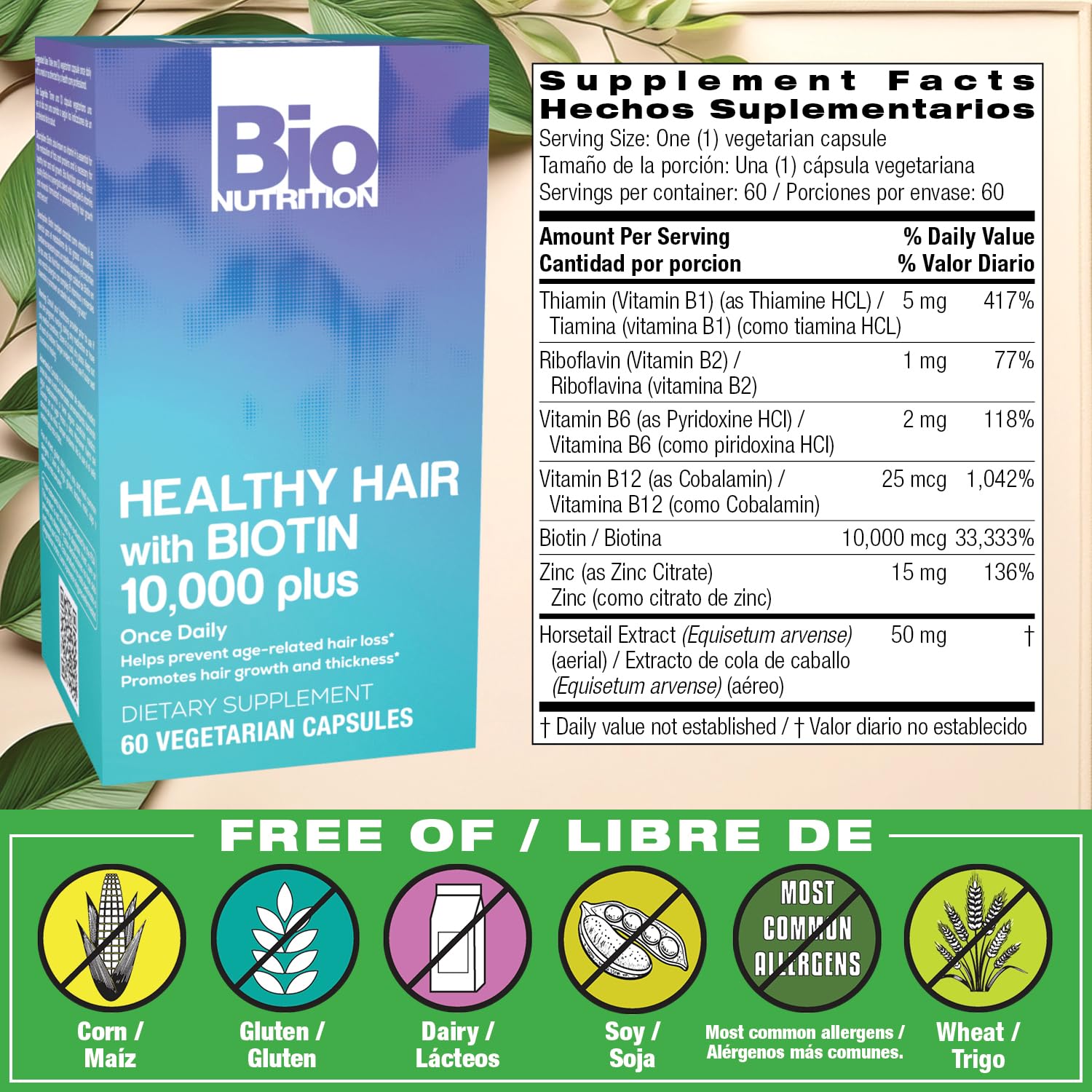 Close-up of Biotin 10,000+ content highlight