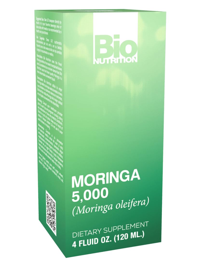 Bottle of Bio Nutrition Moringa Liquid Herbal Supplement 4 fl oz