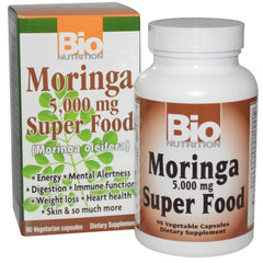 Bio Nutrition Moringa Oleifera Superfood Supplement bottle with 90 vegetarian capsules