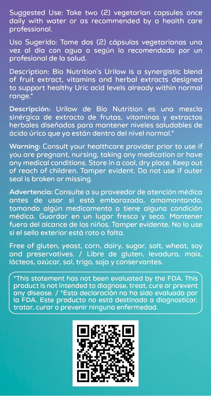 Bio Nutrition Urilow packaging with cap