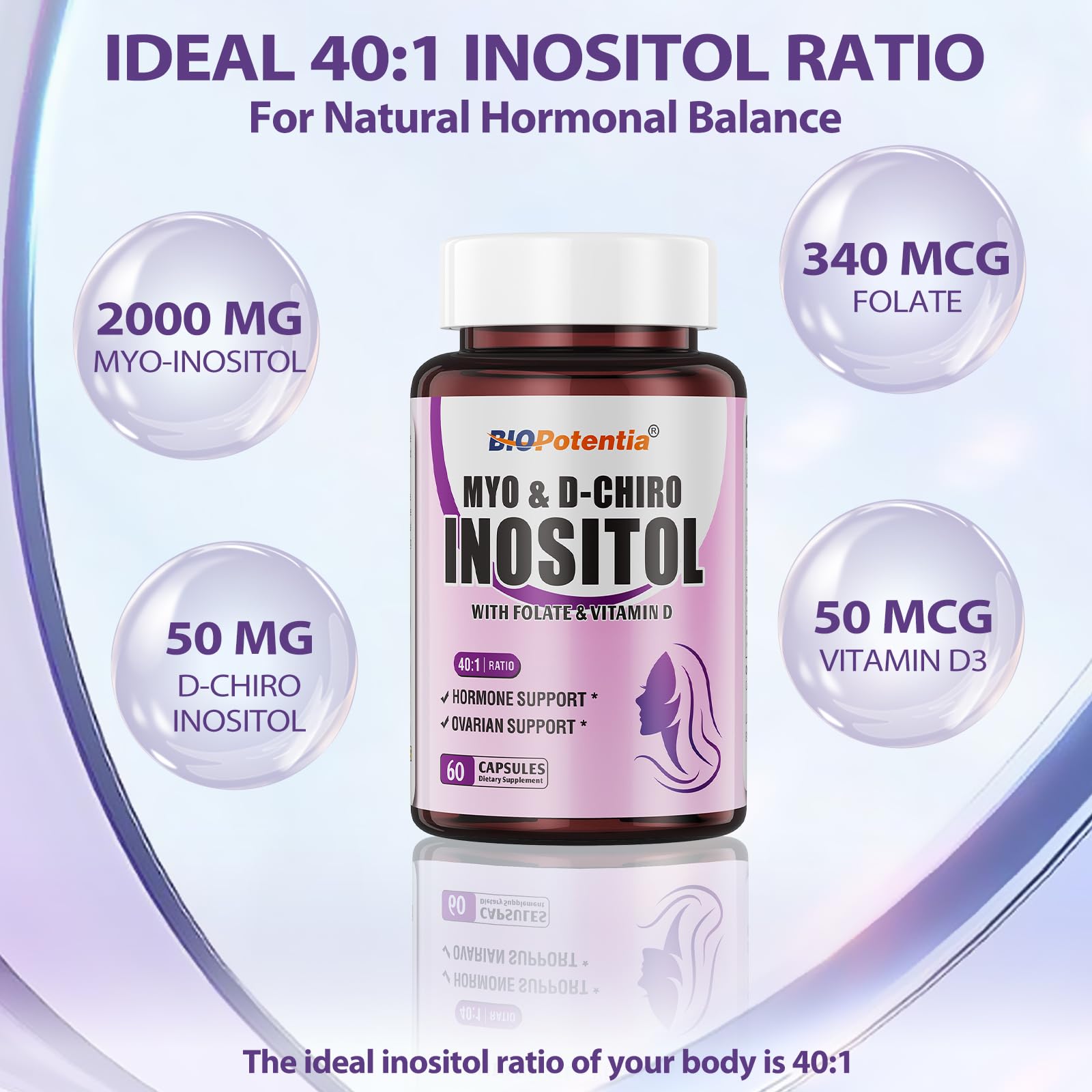 Close-up of BIO POTENTIA bottle with the 60 capsules