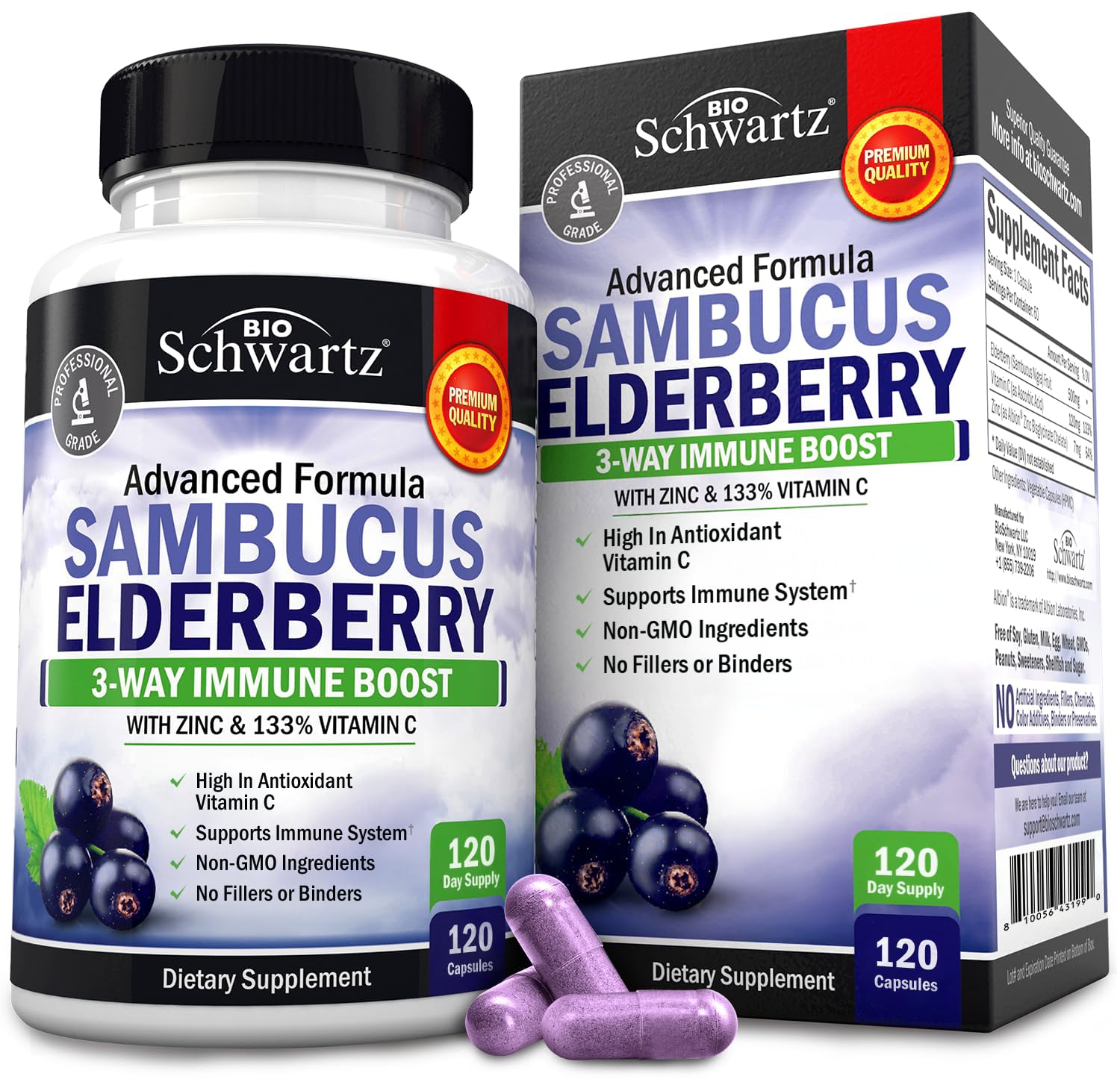 BioSchwartz elderberry capsules bottle front view