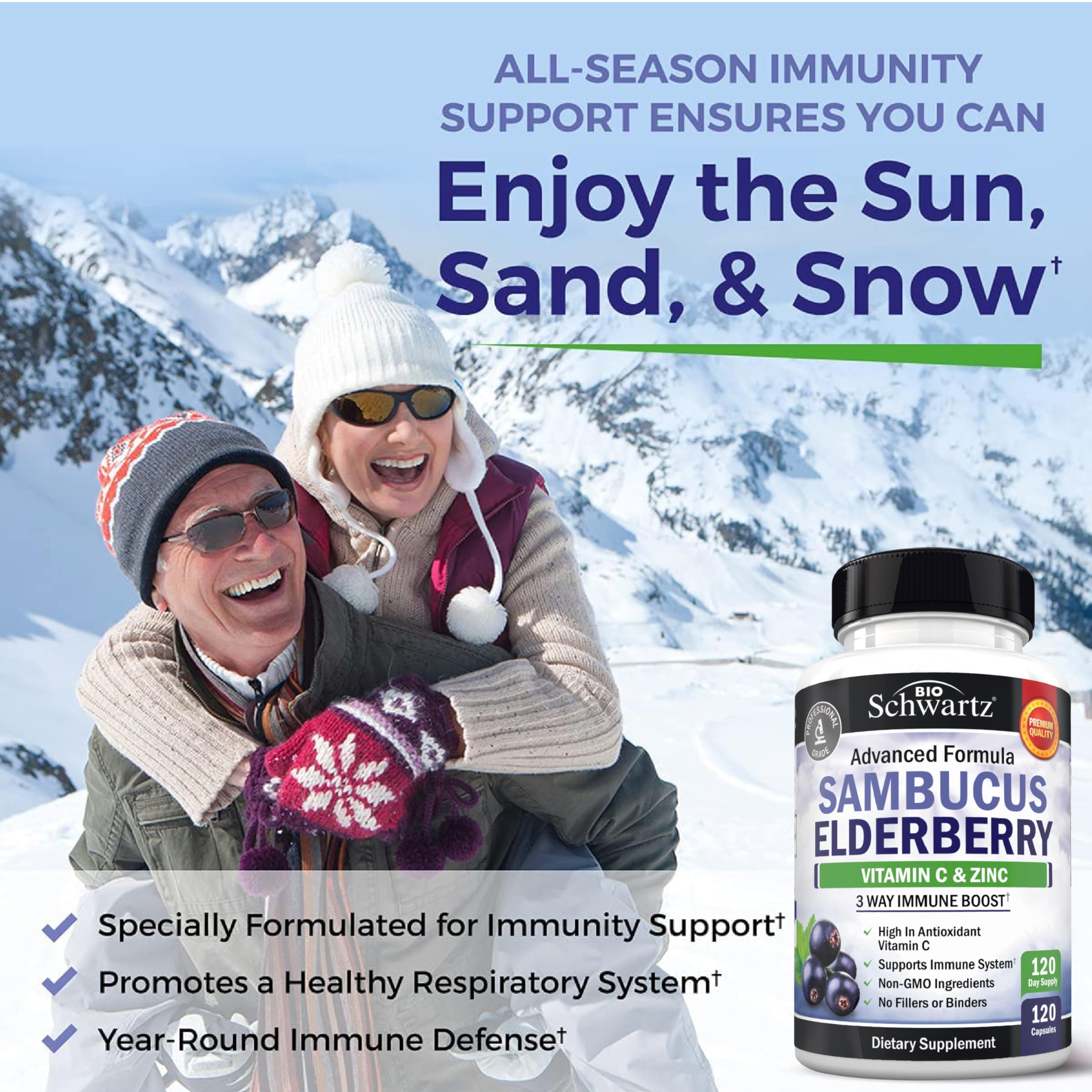 Supplement facts panel for BioSchwartz elderberry capsules