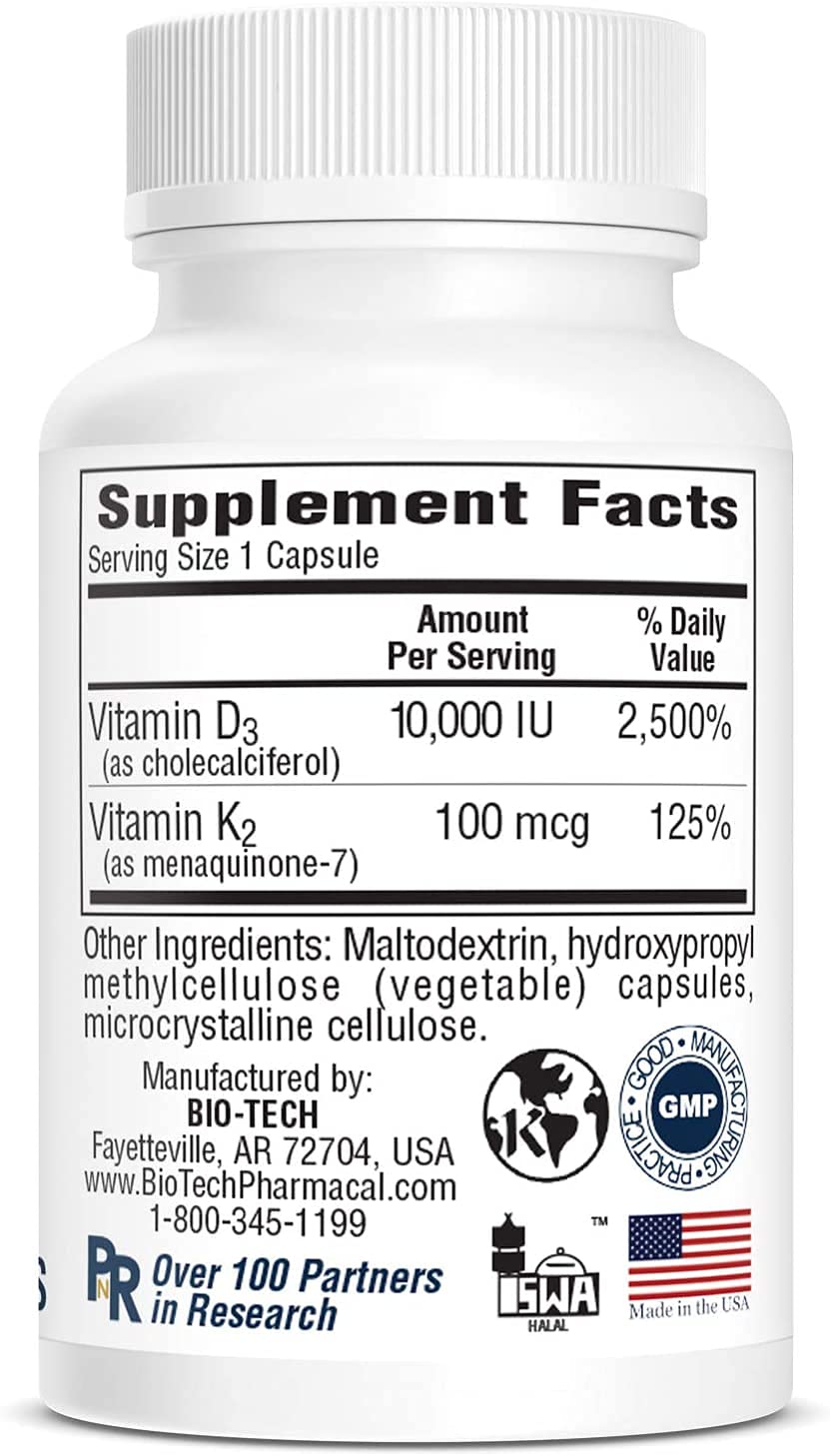 Vegan capsules of Bio-Tech D3-K2 120 Vegcaps