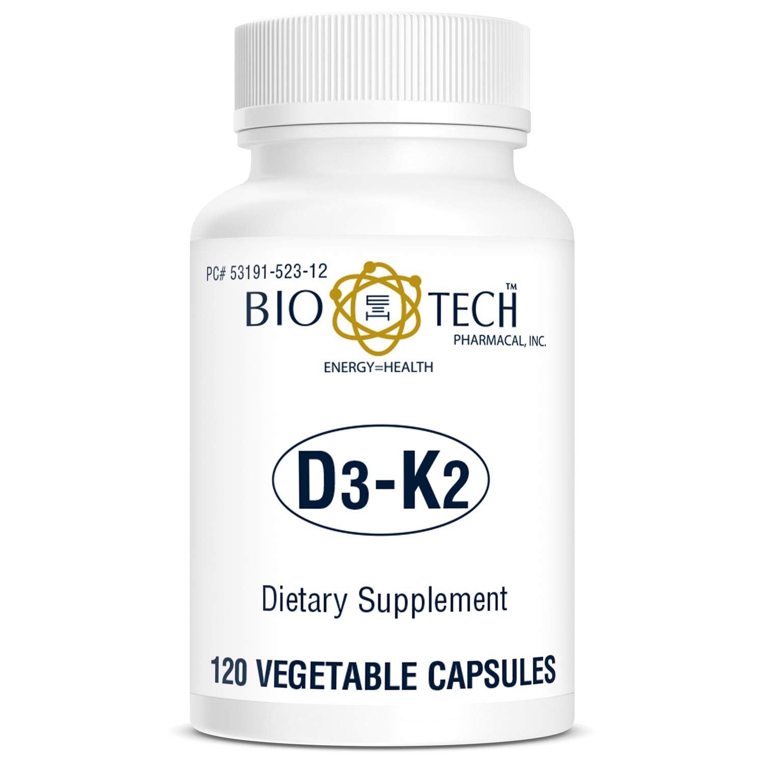 Dosage information on the Bio-Tech D3-K2 120 Vegcaps label