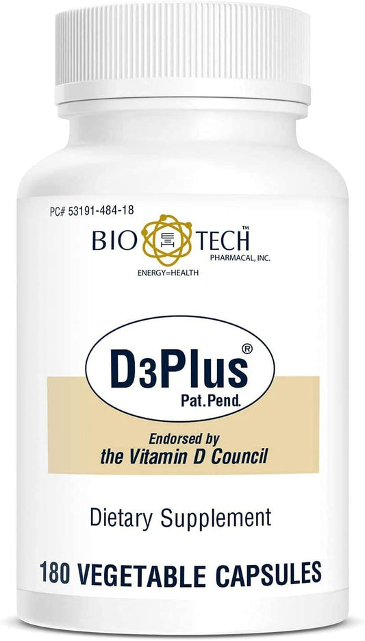 Bio-Tech Pharmacal D3Plus bottle label – 180 count