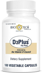 Bio-Tech Pharmacal D3Plus bottle label – 180 count