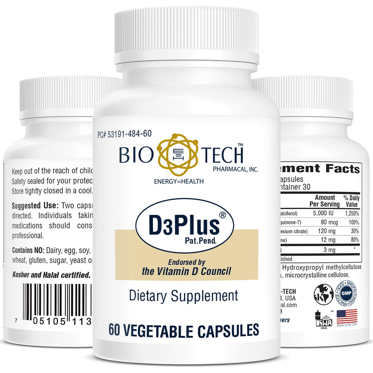 Bio-Tech Pharmacal D3 Plus bottle 60 count