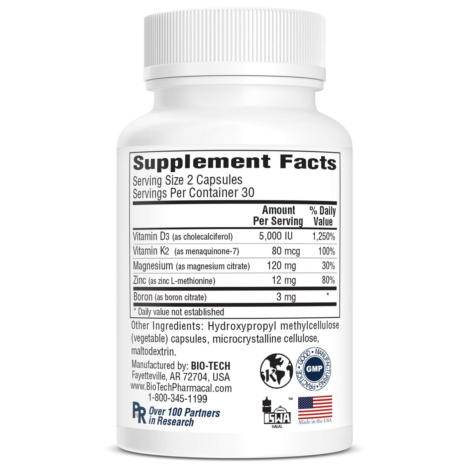 Two capsules serving size of Bio-Tech D3 Plus