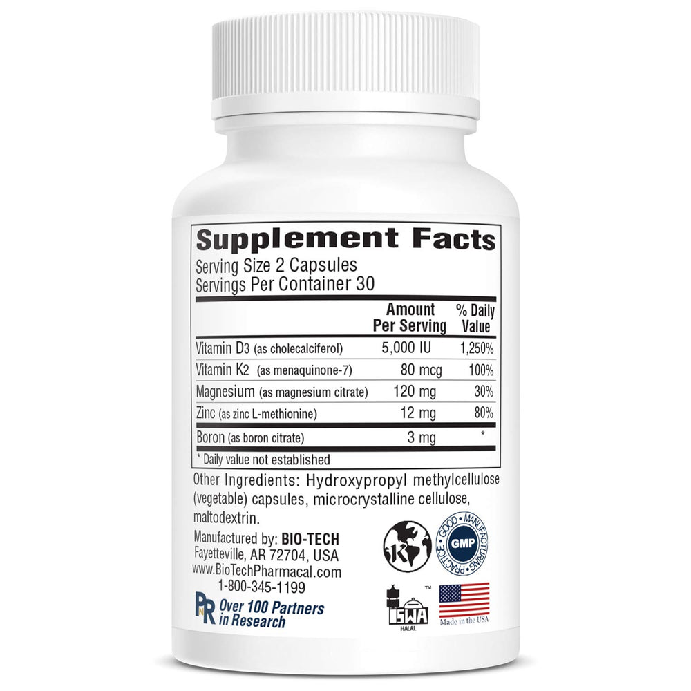 Two capsules serving size of Bio-Tech D3 Plus