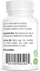 Allergen-free icons showing no dairy, egg, fish, gluten, peanuts, shellfish, soy, GMOs