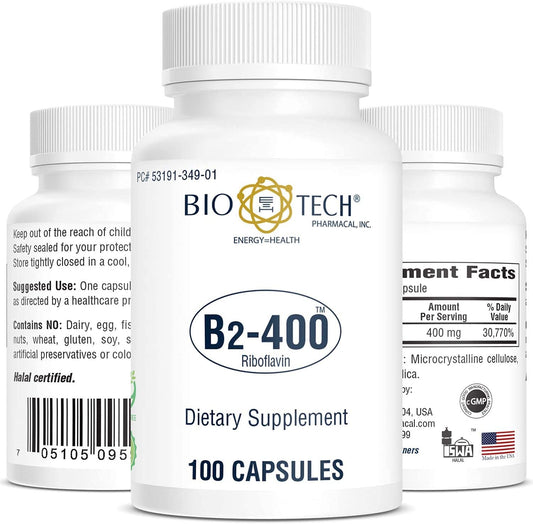 Riboflavin (Vitamin B2) 400 mg per capsule close-up