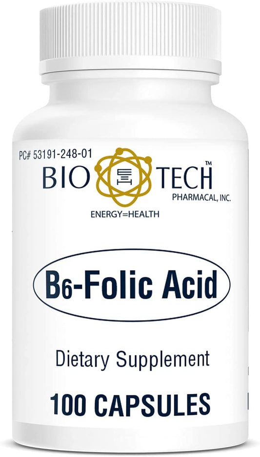 Close-up of B6-Folic Acid bottle