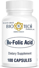 Close-up of B6-Folic Acid bottle