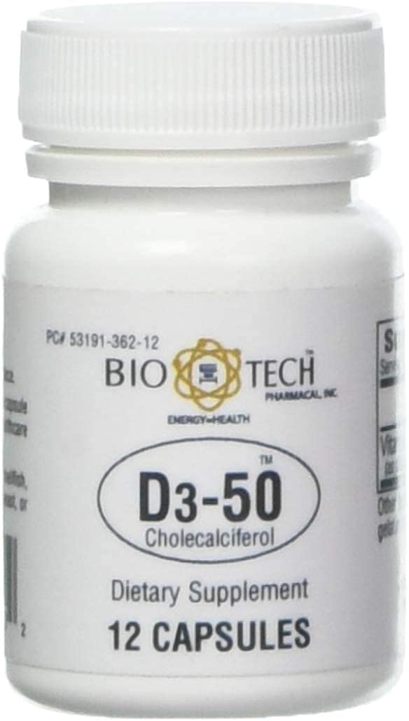 Bio-Tech Pharmacal D3-50 50,000 IU bottle with 12 capsules