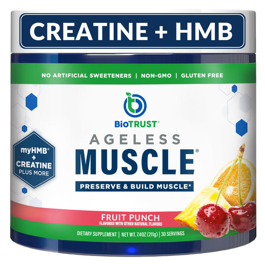 BioTrust Ageless Muscle Builder fruit punch flavor packaging box