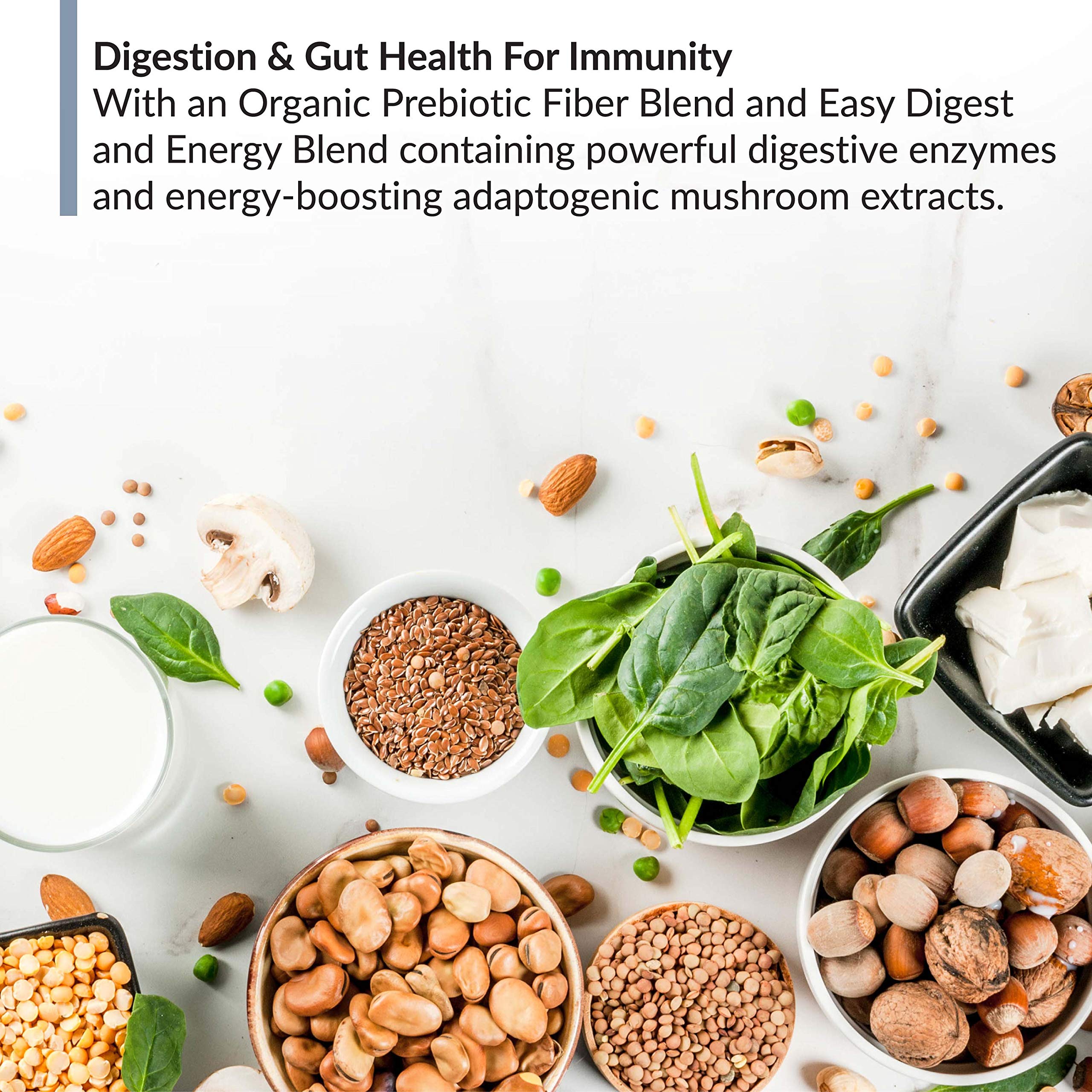 Organic prebiotic fiber blend and digestive enzyme components