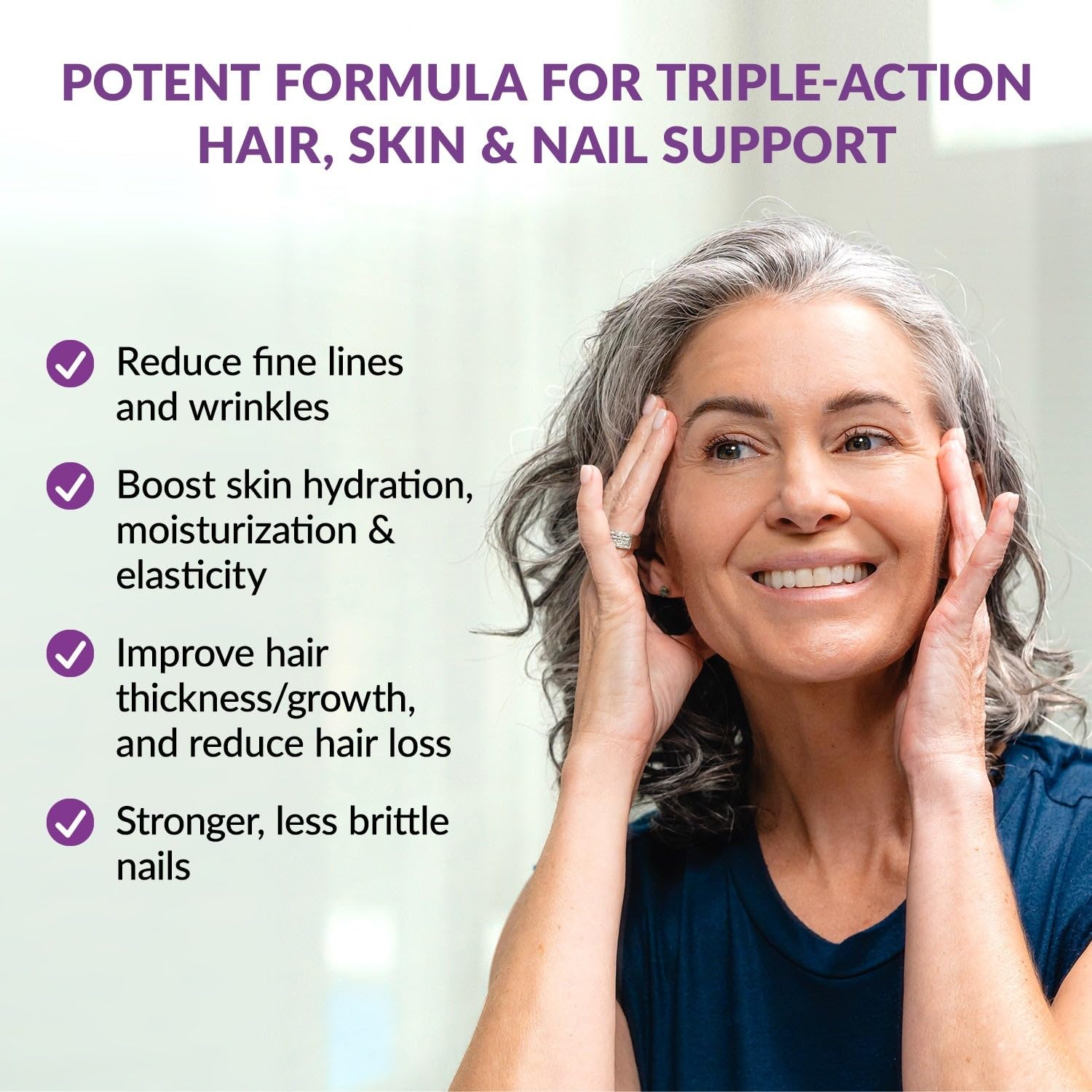 Key ingredients: Hyaluronic Acid, Vitamin C, Vitamin E, Biotin and Zinc