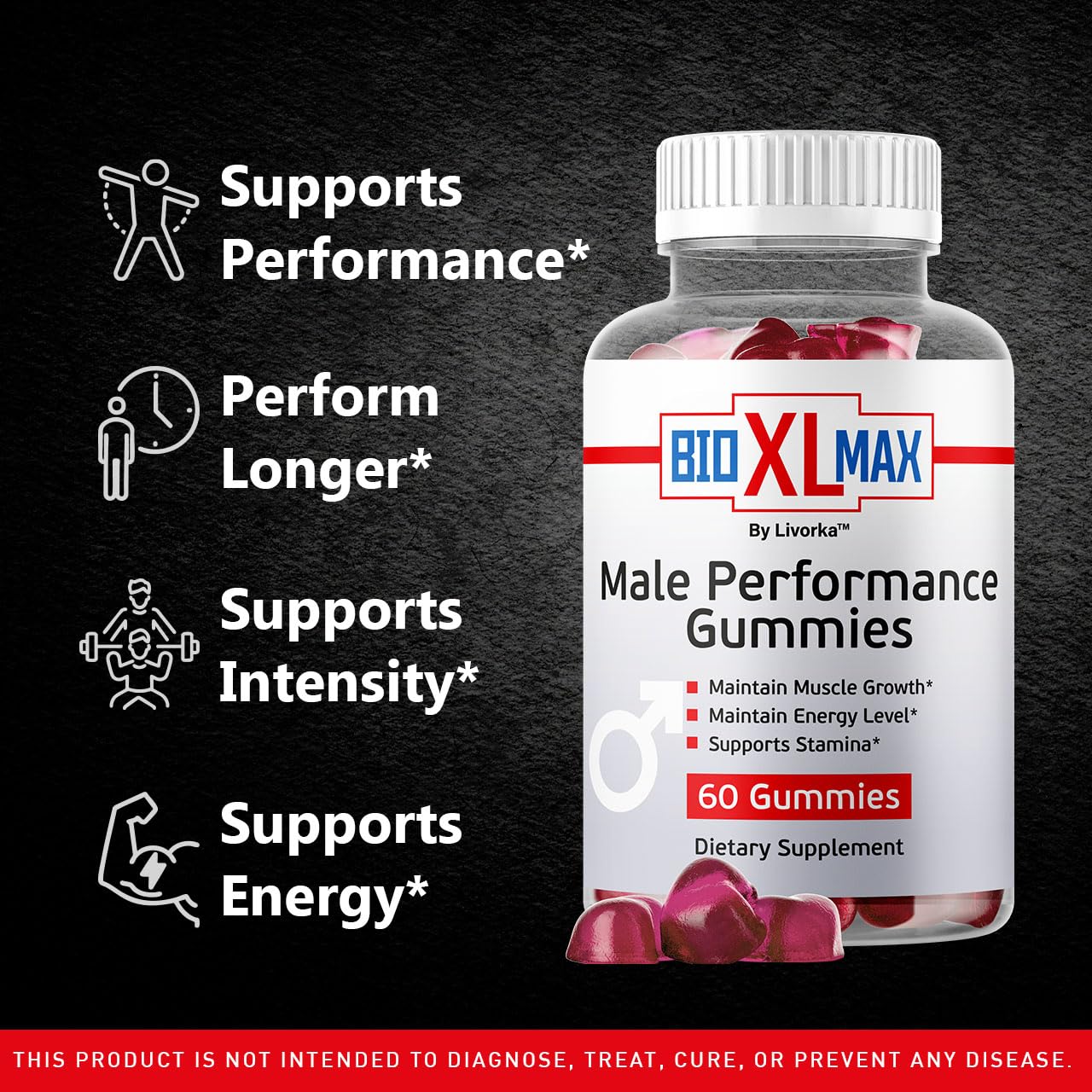 Angle view of Bio XL Max Gummies 2-pack on a white background