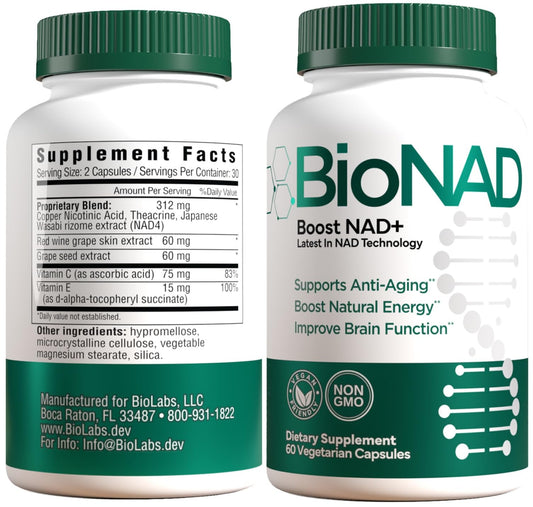 BioNAD NAD+ energy booster bottle front view