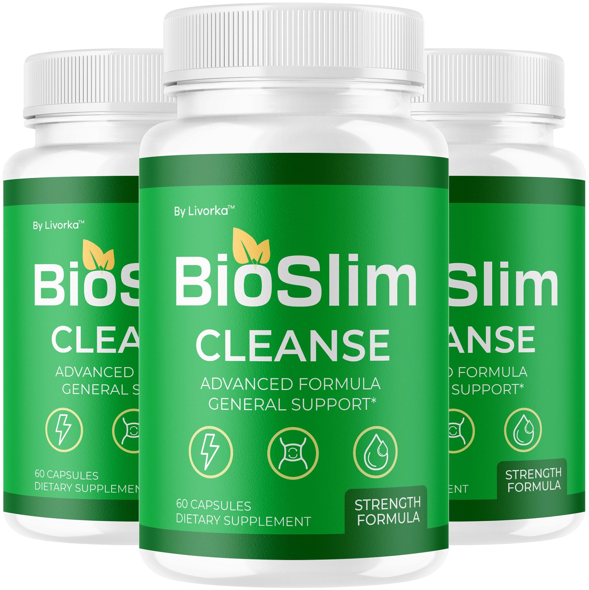BioSlim Cleanse Capsules bottle set (3-pack) containing 180 capsules