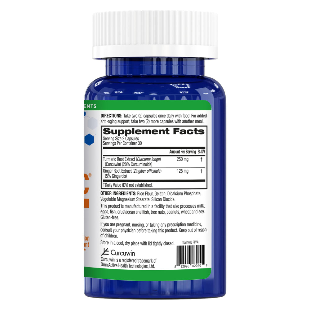 Product label showing 60 capsules and ingredients