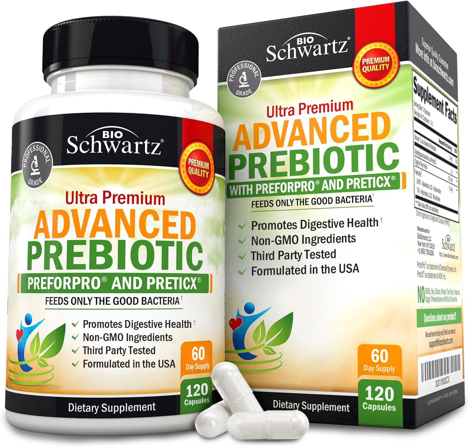 BioSchwartz Advanced Prebiotics bottle and label