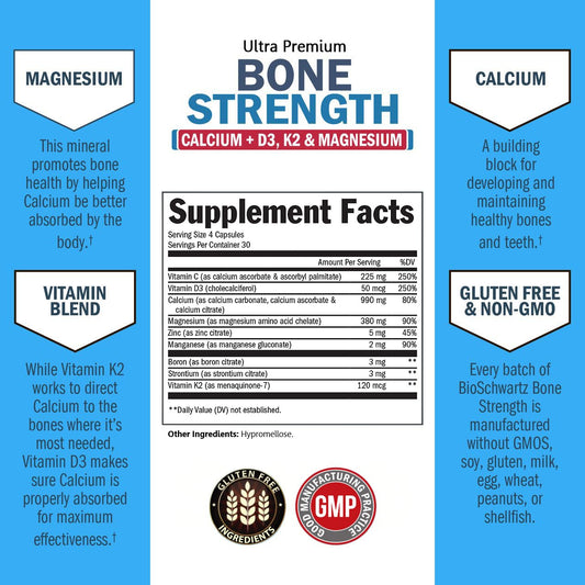 Close-up of 9-in-1 mineral formula including calcium types, D3 and K2