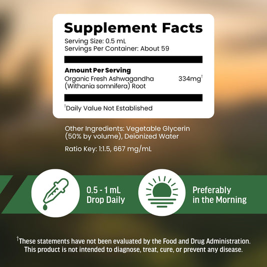 BIOACTIVE Ashwagandha Drops bottle angled shot