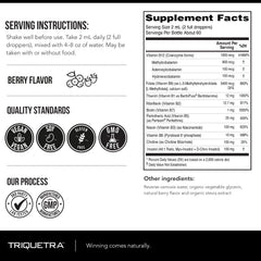 Ingredient chart for BioActive Vitamin B Complex liquid