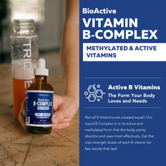 Product label highlighting methylated B vitamins and clinical doses