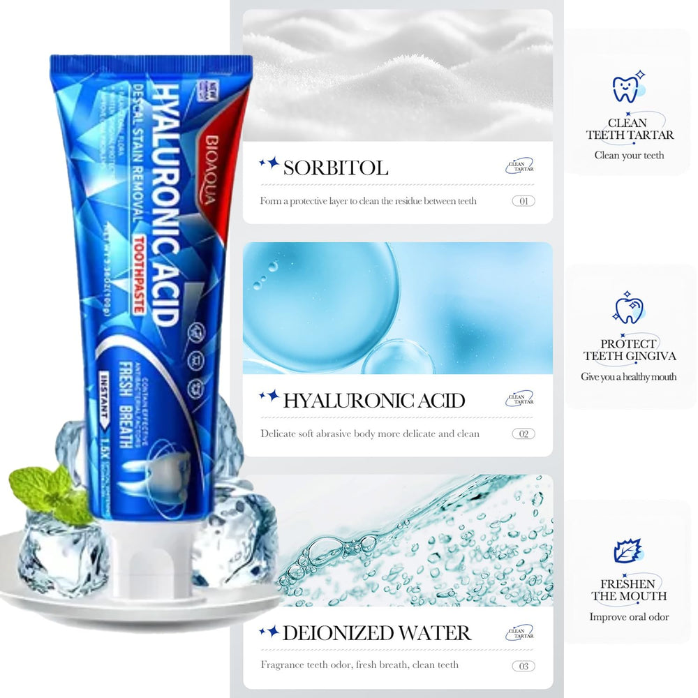 Back view of BIOAQUA toothpaste tube with ingredients and barcode