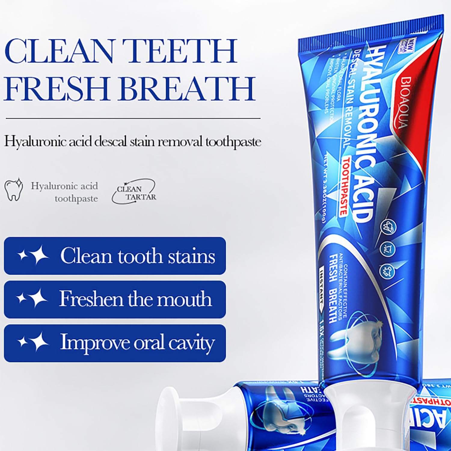 Complete BIOAQUA toothpaste tube and packaging presentation