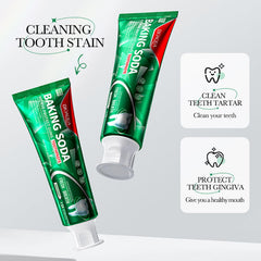 Whitening toothpaste showing stain removal effect